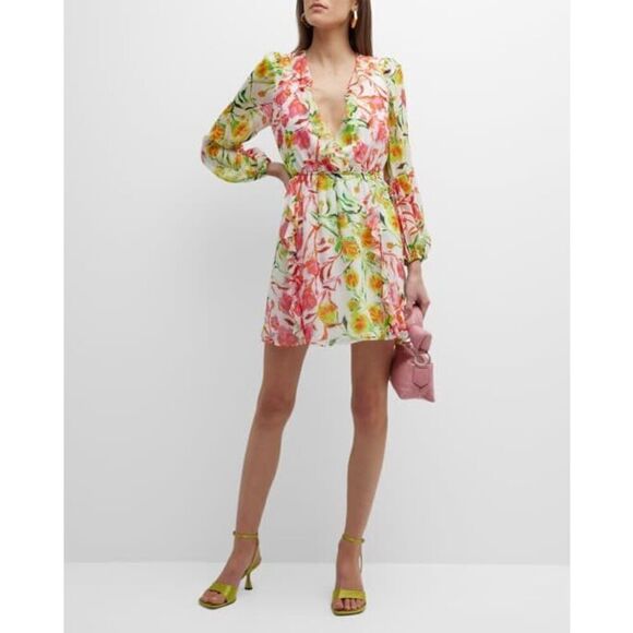 NwoT Milly Nora Neon Botanical Ruffle Dress - size 8 - Picture 1 of 10